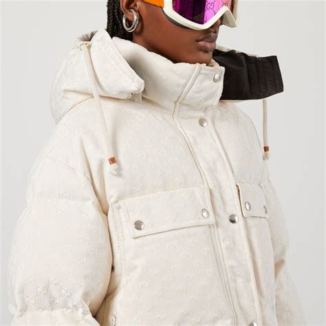 off white supreme gucci|GG cotton canvas puffer jacket in off white .